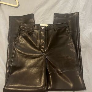 Aritzia Brown Melina Vegan Leather Leg Pants